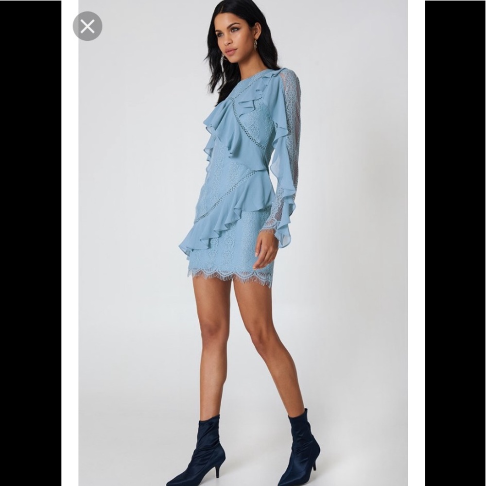 🔥Keepsake better days dusty blue ruffle lace dres